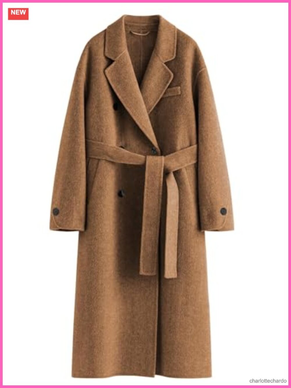 Women's Double Breasted Peacoat with Belt, Wool Blend Trench Coat Fall Winter